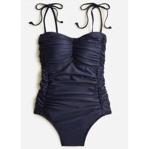 J.Crew Swimsuit Navy Blue Ruched One Piece Swimsuit‎ Size 4 missing straps